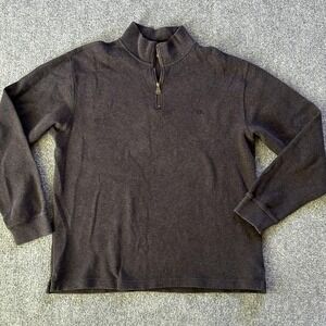 Rodd & Gunn Sweater Mens Large Brown 1/4 Zip Mock Neck Cotton Knit Pullover